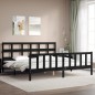 vidaXL Estructura cama de matrimonio con cabecero madera maciza negro vidaXL Estructura cama de matrimonio con cabecero madera maciza negro