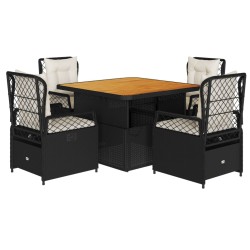 vidaXL Set de muebles jardín 5 pzas con cojines ratán sintético negro
