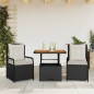 vidaXL Set comedor de jardín 3 pzas con cojines ratán sintético negro vidaXL Set comedor de jardín 3 pzas con cojines ratán sintético negro