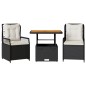 vidaXL Set comedor de jardín 3 pzas con cojines ratán sintético negro vidaXL Set comedor de jardín 3 pzas con cojines ratán sintético negro