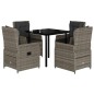 vidaXL Set comedor de jardín 5 piezas con cojines ratán sintético gris vidaXL Set comedor de jardín 5 piezas con cojines ratán sintético gris