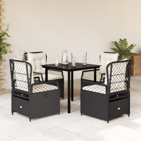 vidaXL Set de muebles jardín 5 pzas con cojines ratán sintético negro
