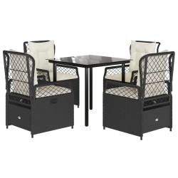 vidaXL Set de muebles jardín 5 pzas con cojines ratán sintético negro