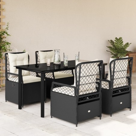 vidaXL Set de muebles jardín 5 pzas con cojines ratán sintético negro