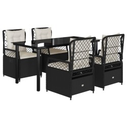 vidaXL Set de muebles jardín 5 pzas con cojines ratán sintético negro
