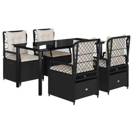vidaXL Set de muebles jardín 5 pzas con cojines ratán sintético negro