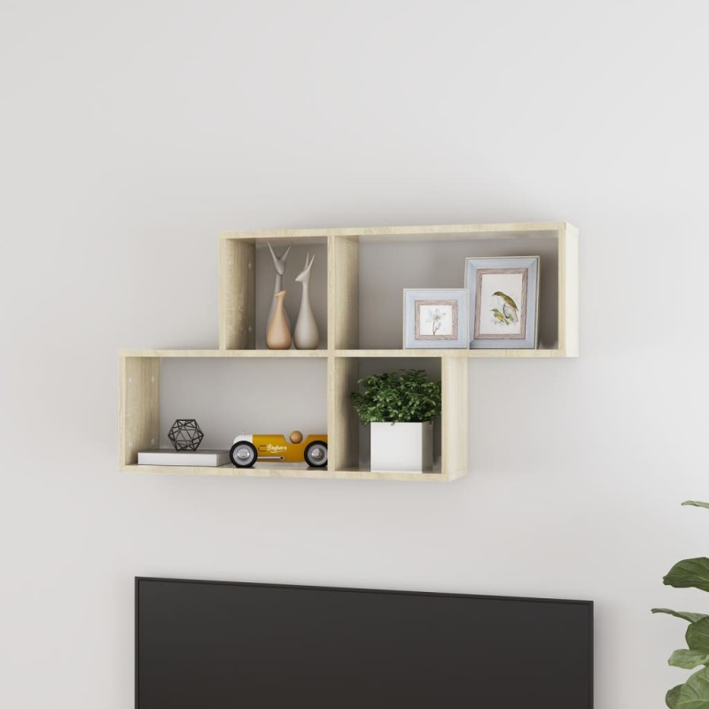 vidaXL Estante de pared madera contrachapada roble Sonoma 100x18x53 cm vidaXL Estante de pared madera contrachapada roble Sonoma 100x18x53 cm