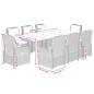 vidaXL Set comedor para jardín 9 pzas y cojines ratán sintético marrón