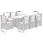 vidaXL Set comedor para jardín 9 pzas y cojines ratán sintético marrón