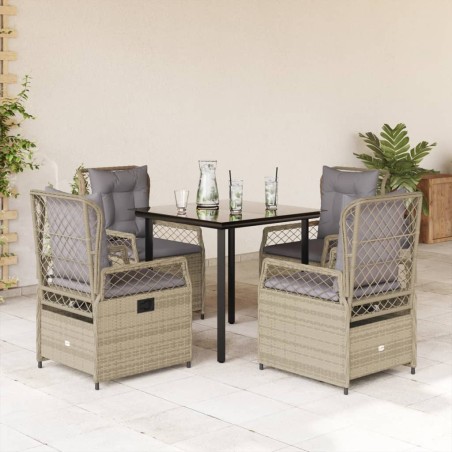 vidaXL Set comedor de jardín 5 pzas con cojines ratán sintético beige