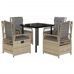 vidaXL Set comedor de jardín 5 pzas con cojines ratán sintético beige