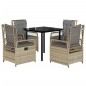 vidaXL Set comedor de jardín 5 pzas con cojines ratán sintético beige vidaXL Set comedor de jardín 5 pzas con cojines ratán sintético beige