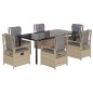 vidaXL Set comedor de jardín 7 pzas con cojines ratán sintético beige vidaXL Set comedor de jardín 7 pzas con cojines ratán sintético beige