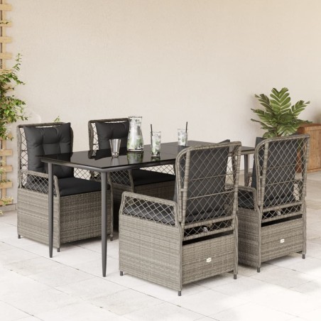 vidaXL Set comedor de jardín 5 pzas cojines ratán sintético gris claro