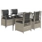 vidaXL Set comedor de jardín 5 pzas cojines ratán sintético gris claro