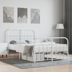 vidaXL Estructura cama metal con cabecero y estribo blanco 120x190 cm