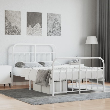 vidaXL Estructura cama metal con cabecero y estribo blanco 120x190 cm