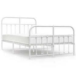 vidaXL Estructura cama metal con cabecero y estribo blanco 120x190 cm