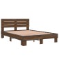 vidaXL Estructura cama madera ingeniería metal marrón roble 135x190 cm vidaXL Estructura cama madera ingeniería metal marrón roble 135x190 cm