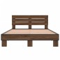vidaXL Estructura cama madera ingeniería metal marrón roble 135x190 cm vidaXL Estructura cama madera ingeniería metal marrón roble 135x190 cm