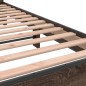 vidaXL Estructura cama madera ingeniería metal marrón roble 135x190 cm vidaXL Estructura cama madera ingeniería metal marrón roble 135x190 cm