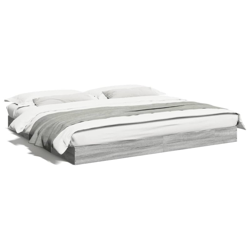 vidaXL Estructura de cama madera de ingeniería gris Sonoma 200x200 cm