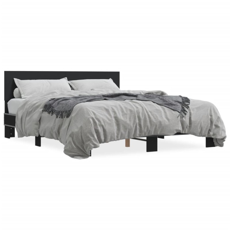vidaXL Estructura de cama madera de ingeniería y metal negro 150x200cm