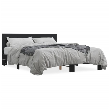 vidaXL Estructura de cama madera de ingeniería y metal negro 150x200cm