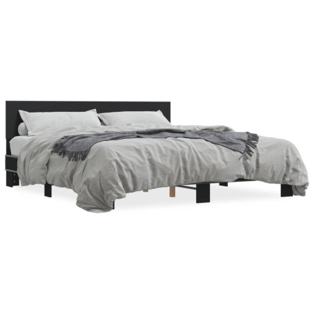 vidaXL Estructura de cama madera de ingeniería y metal negro 200x200cm