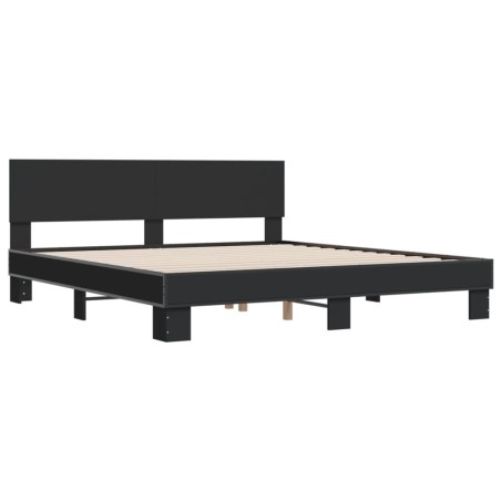 vidaXL Estructura de cama madera de ingeniería y metal negro 200x200cm