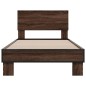 vidaXL Estructura cama madera ingeniería metal roble marrón 90x200 cm