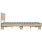 vidaXL Estructura cama madera ingeniería metal roble Sonoma 140x200 cm vidaXL Estructura cama madera ingeniería metal roble Sonoma 140x200 cm