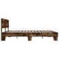 vidaXL Estructura cama madera ingeniería metal roble ahumado 180x200cm vidaXL Estructura cama madera ingeniería metal roble ahumado 180x200cm