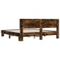 vidaXL Estructura cama madera ingeniería metal roble ahumado 180x200cm vidaXL Estructura cama madera ingeniería metal roble ahumado 180x200cm