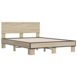 vidaXL Estructura cama madera ingeniería metal roble Sonoma 120x190 cm