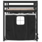 vidaXL Litera con cortinas madera maciza pino blanco y negro 90x190 cm vidaXL Litera con cortinas madera maciza pino blanco y negro 90x190 cm