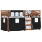 vidaXL Litera con cortinas madera maciza pino blanco y negro 75x190 cm vidaXL Litera con cortinas madera maciza pino blanco y negro 75x190 cm