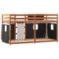 vidaXL Litera con cortinas madera maciza pino blanco y negro 75x190 cm vidaXL Litera con cortinas madera maciza pino blanco y negro 75x190 cm
