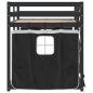 vidaXL Litera con cortinas madera maciza pino blanco y negro 75x190 cm vidaXL Litera con cortinas madera maciza pino blanco y negro 75x190 cm
