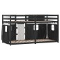 vidaXL Litera con cortinas madera maciza pino blanco y negro 75x190 cm vidaXL Litera con cortinas madera maciza pino blanco y negro 75x190 cm
