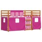 vidaXL Litera con cortinas madera maciza de pino rosa 75x190 cm