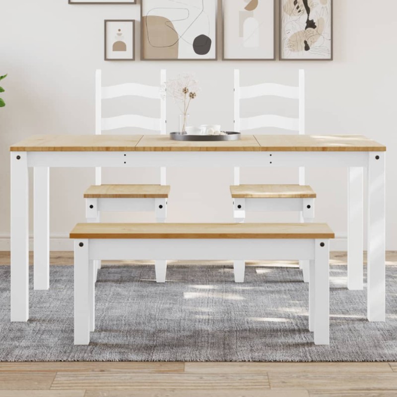 vidaXL Mesa de comedor Panama madera maciza pino blanco 160x80x75 cm vidaXL Mesa de comedor Panama madera maciza pino blanco 160x80x75 cm