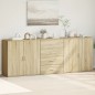 vidaXL Aparadores 3 uds madera contrachapada color roble sonoma