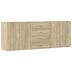 vidaXL Aparadores 3 uds madera contrachapada color roble sonoma