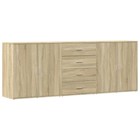vidaXL Aparadores 3 uds madera contrachapada color roble sonoma