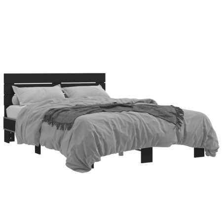 vidaXL Estructura de cama madera de ingeniería y metal negro 140x200cm
