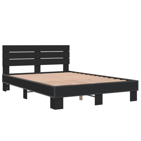 vidaXL Estructura de cama madera de ingeniería y metal negro 140x200cm
