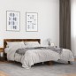 vidaXL Estructura cama madera ingeniería metal roble ahumado 160x200cm vidaXL Estructura cama madera ingeniería metal roble ahumado 160x200cm