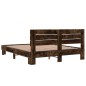 vidaXL Estructura cama madera ingeniería metal roble ahumado 160x200cm vidaXL Estructura cama madera ingeniería metal roble ahumado 160x200cm