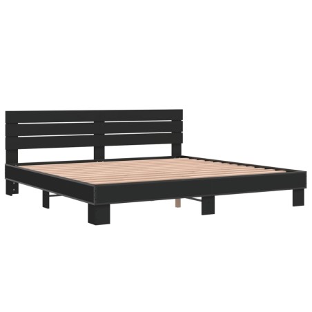 vidaXL Estructura de cama madera de ingeniería y metal negro 180x200cm